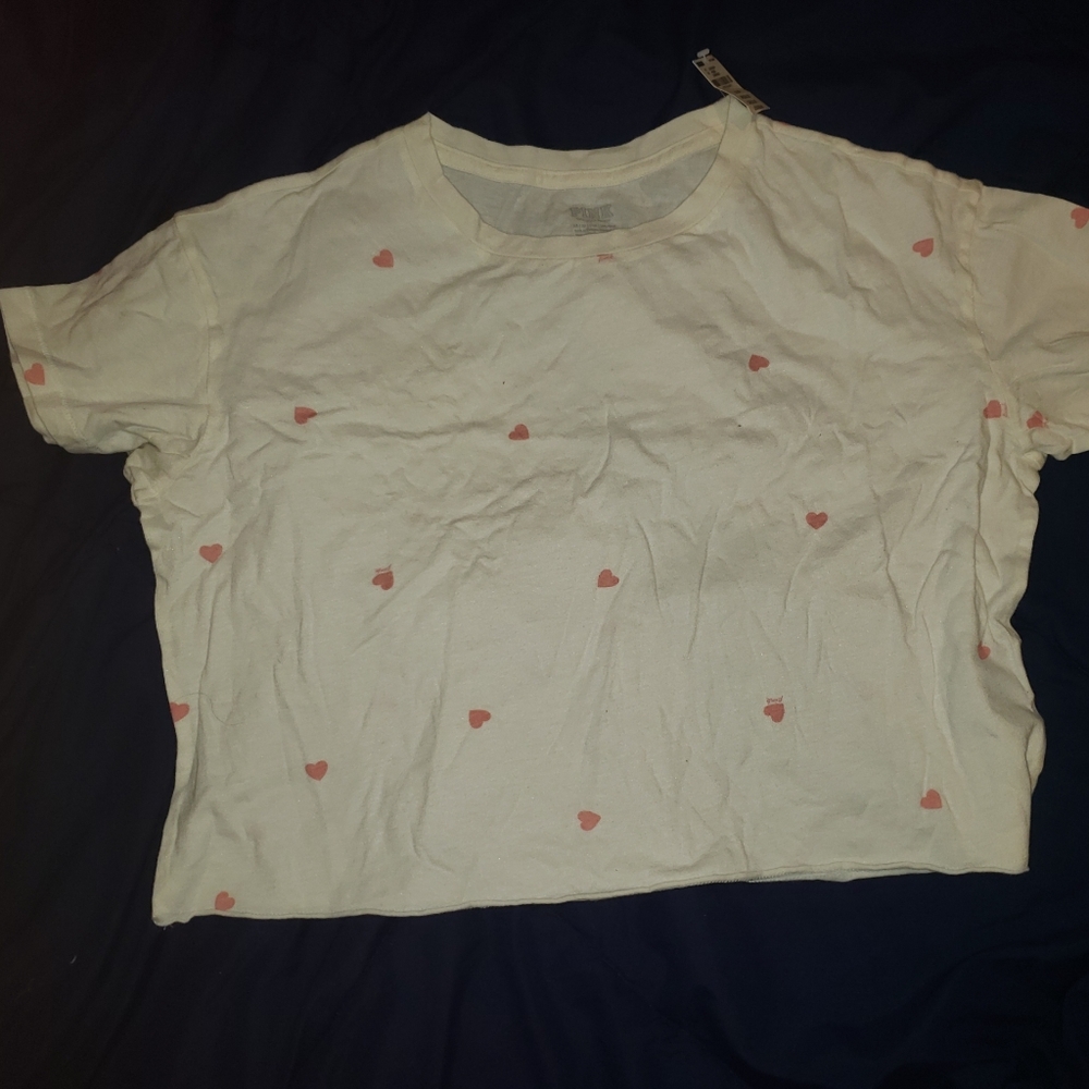 Victoria's Secret PINK Crop Top pink hearts sz XS